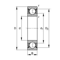 ������S�� 6320-2Z, ���� DIN 625-1 �˜ʵ���Ҫ�ߴ�, �ɂ��g϶�ܷ�