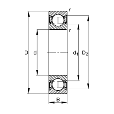 ������S�� S6307-2RSR, ���� DIN 625-1 �˜ʵ���Ҫ�ߴ�, �͸��g���o���ɂȴ��ܷ�